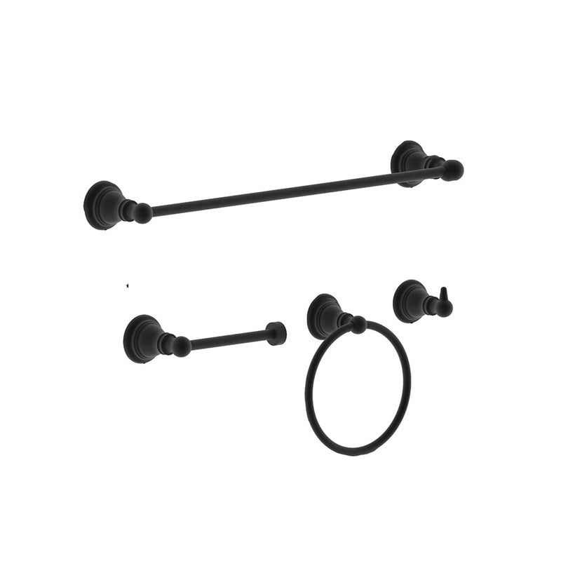 Derengge F-080-OB 4-Piece Bathroom Hardware Accessory Set with 18" Towel Bar -Towel Ring- Paper Holder-Robe Hook Matte Black - Image 2